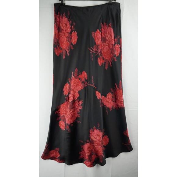 Vintage Express Silk Midi/Maxi Skirt Sz Small Y2K Dark Floral Whimsigoth - Picture 5 of 11
